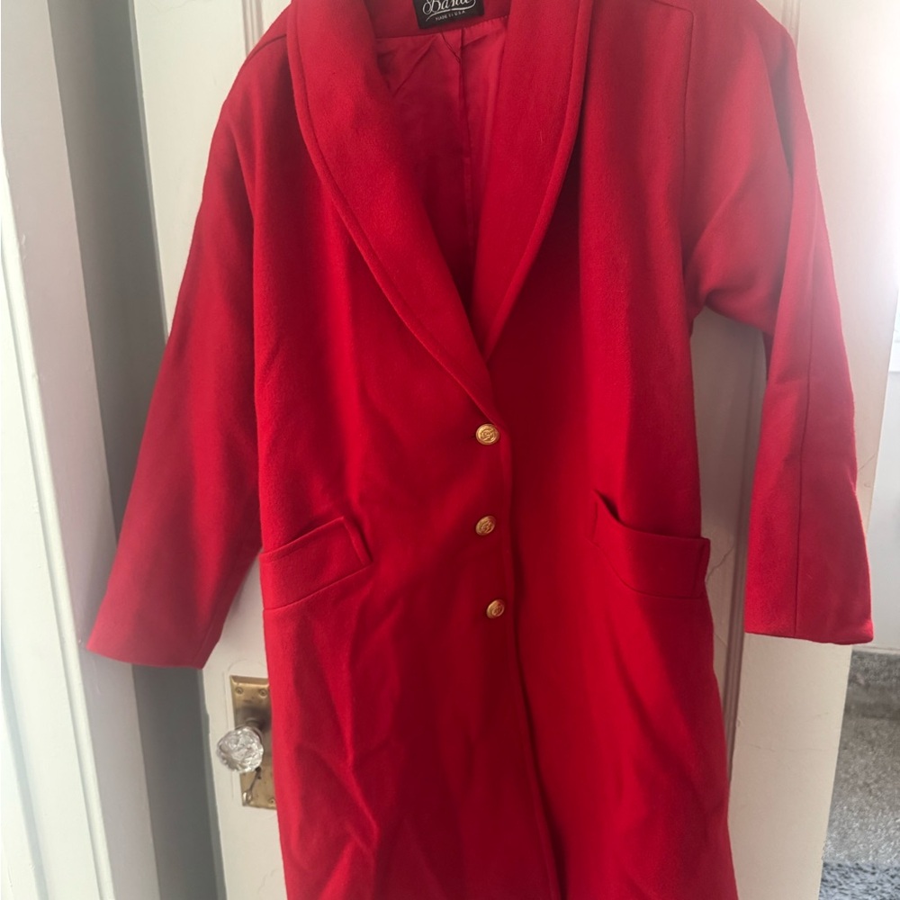 Vintage Red Coat with Gold Buttons